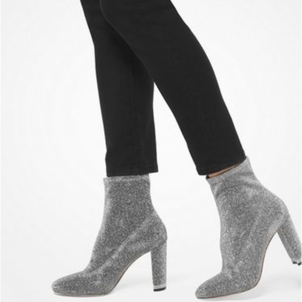 Michael Kors MANDY Glitter Stretch Heel Boots 7.0